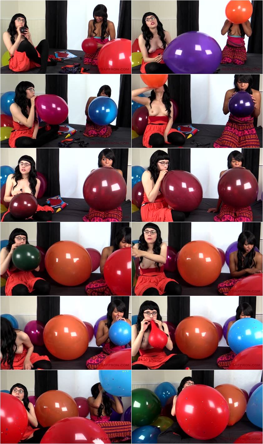 Magic Balloon Popping Breast Expansion Competition Blowing Up Balloons  Behind The Scenes! - Sexy Saffron - Full HD/MP4